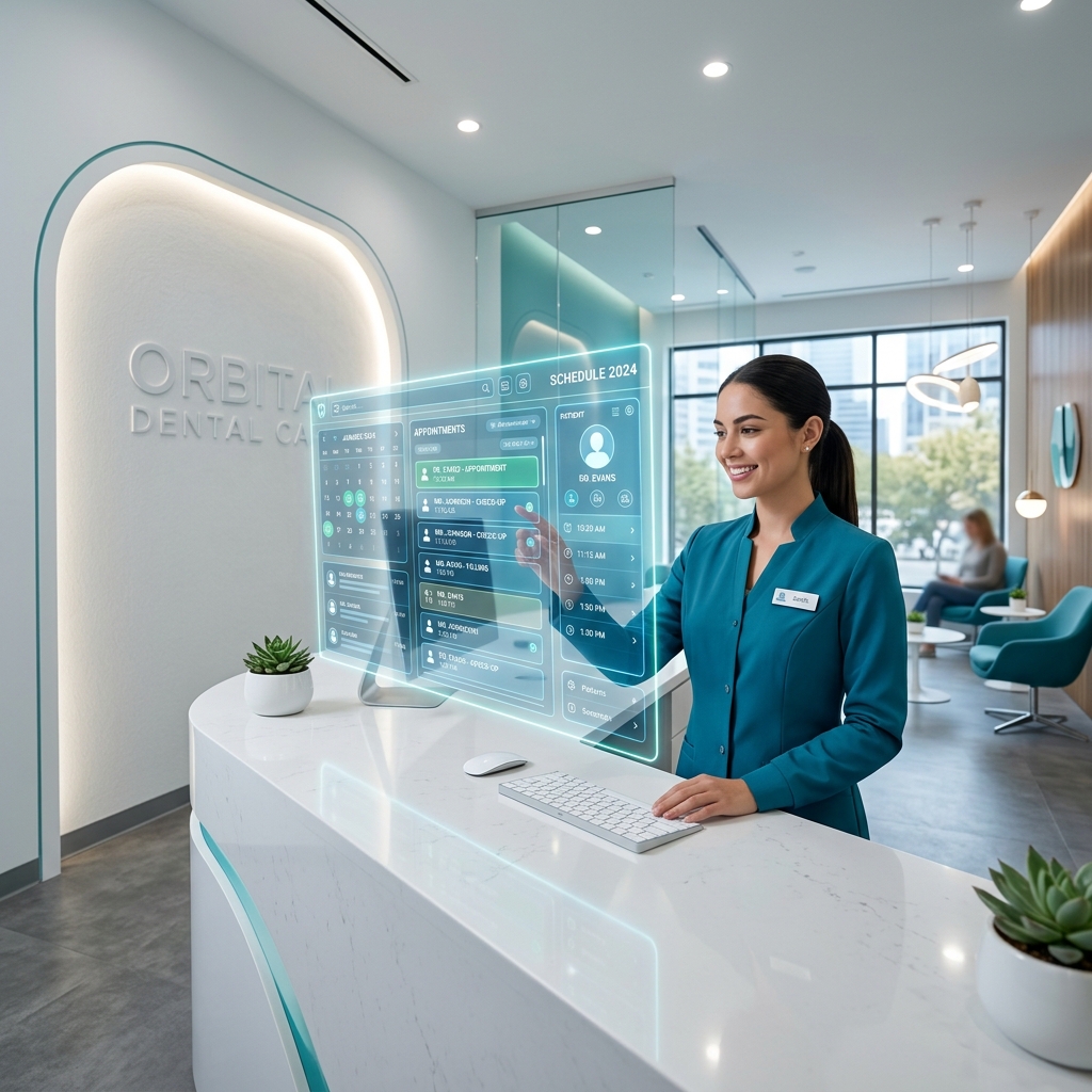 AI dental receptionist in a modern clinic